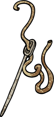 Grunge desenli karikatür iğnesi ve bir insan tarafından çizilmiş iplik.