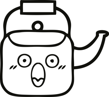 Bir insan tarafından çizilmiş bir çaydanlığın çizgi çizimi