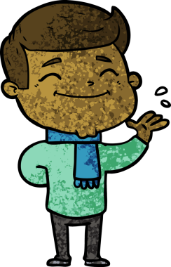 Bir insan tarafından çizilmiş mutlu çizgi film adamı.