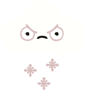 Bir insan tarafından çizilmiş bir kar bulutunun düz renkli retro karikatürü