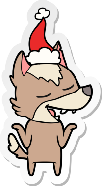 Bir insanın çizdiği Noel Baba şapkasıyla gülen bir kurdun el yazısı.