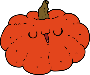 Bir insan tarafından çizilmiş mutlu balkabağı karikatürü