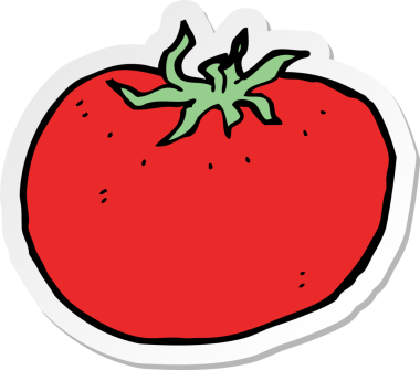 Bir insan tarafından çizilmiş bir domates etiketi.