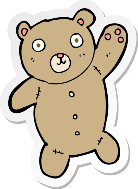 Bir insan tarafından çizilmiş şirin bir oyuncak ayının çıkartması.