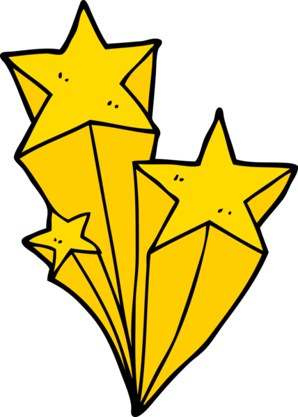 Bir insan tarafından çizilmiş kayan yıldızlar.