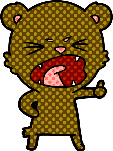 Bir insan tarafından çizilmiş kızgın çizgi film ayısı.