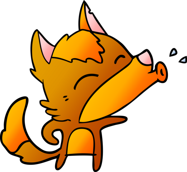 Bir insan tarafından çizilmiş tilki çizgi film karakteri