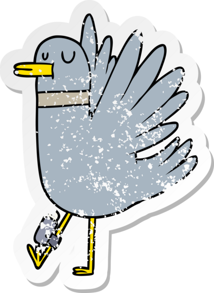 Bir insan tarafından çizilmiş çırpınan ahşap güvercin çıkartması.