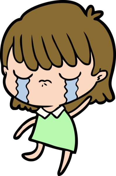 Bir insan tarafından çizilmiş ağlayan çizgi film kadını.