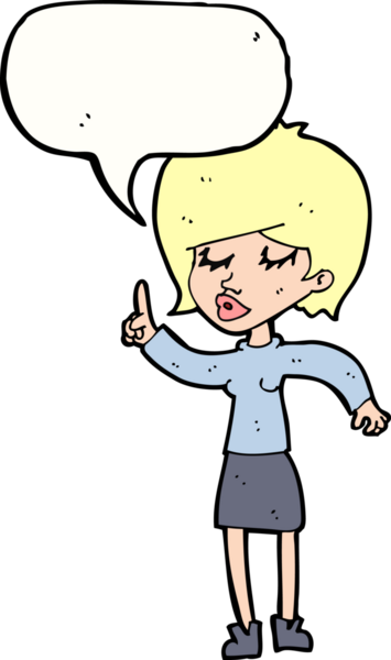 Bir insan tarafından çizilmiş konuşma baloncuğu fikri olan bir karikatür kadın.