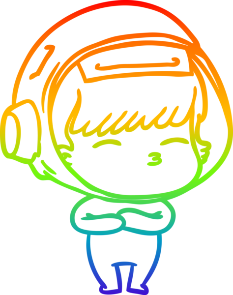 gökkuşağı gradyan çizimi bir insan tarafından çizilmiş meraklı astronot çizgi