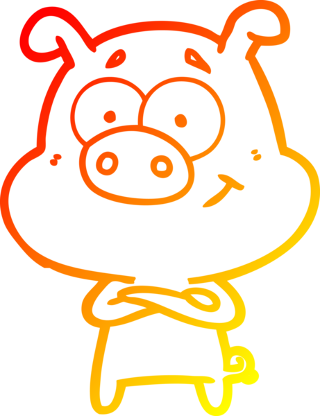 Bir insan tarafından çizilmiş mutlu çizgi film domuzu çizimi.