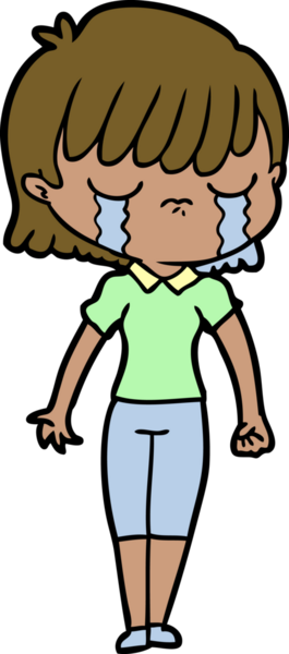 Bir insan tarafından çizilmiş ağlayan çizgi film kadını.