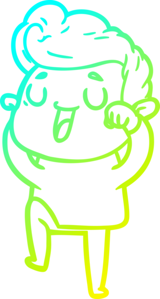 Bir insan tarafından çizilmiş mutlu bir çizgi film karakteri çizimi.