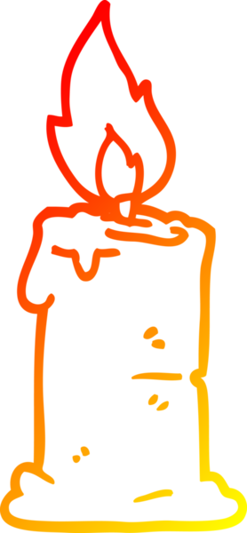 Bir insan tarafından çizilmiş karikatür yanan bir mumun sıcak çizgi çizimi