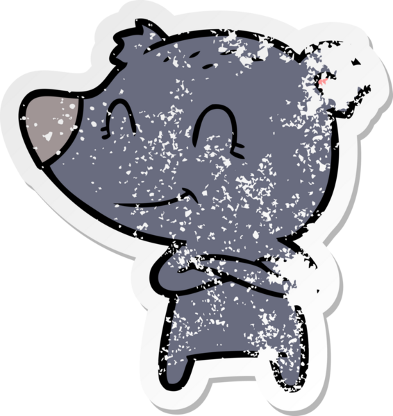 Bir insan tarafından çizilmiş gülümseyen ayı çizgi filminin sıkıntılı çıkartması.