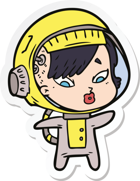 Bir insan tarafından çizilmiş astronot bir kadının çıkartması.