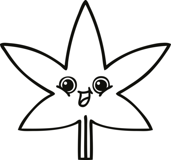 Bir insan tarafından çizilmiş marihuana yaprağının çizgi çizimi