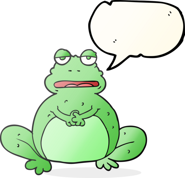Bir insan tarafından çizilmiş serbest konuşma balonu karikatür kurbağası