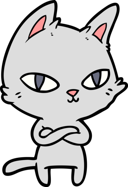 Bir insan tarafından çizilmiş çizgi film kedisi.