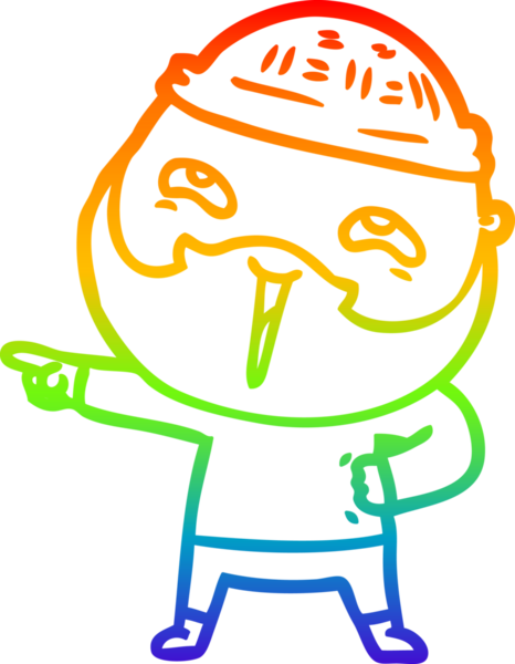 Bir insan tarafından çizilmiş mutlu sakallı bir adamın çizgi çizimi.