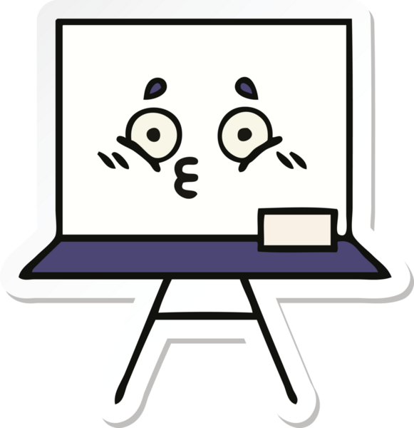 Bir insan tarafından çizilmiş beyaz bir karikatür çıkartması.