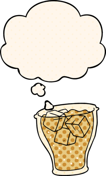 Çizgi roman tarzında bir insan tarafından çizilmiş düşünce baloncuklu bir kola bardağı.