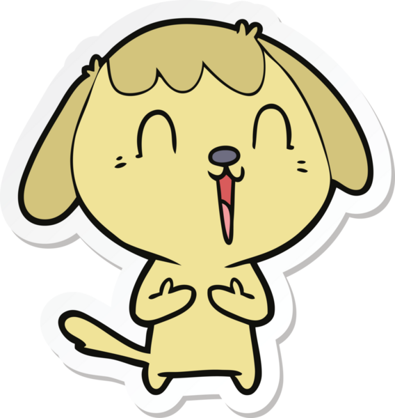 Bir insan tarafından çizilmiş şirin bir köpeğin çıkartması.