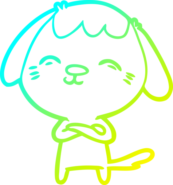 Bir insan tarafından çizilmiş mutlu çizgi film köpeğinin soğuk gradyan çizimi