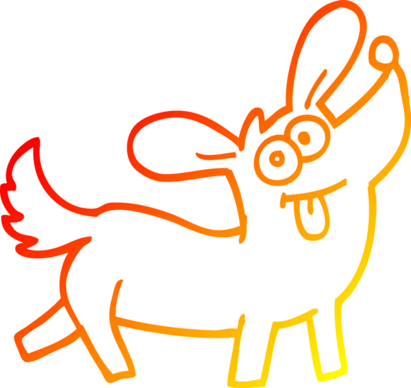 Bir insan tarafından çizilmiş mutlu bir köpeğin sıcak çizgi çizimi.