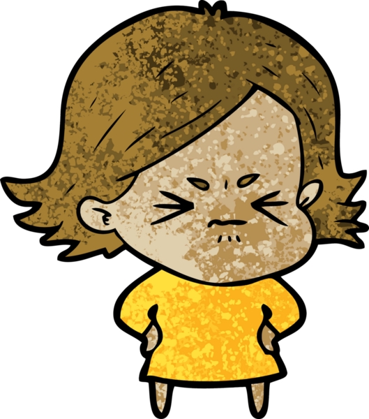 Bir insan tarafından çizilmiş kızgın bir kız.