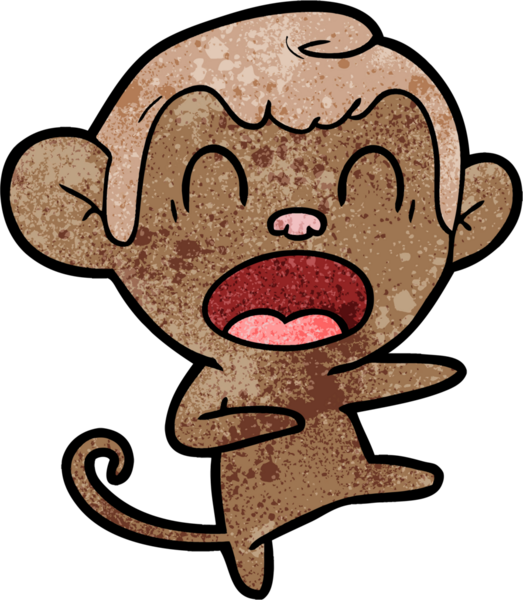 Bir insan tarafından çizilmiş bağıran maymun çizgi filmi.