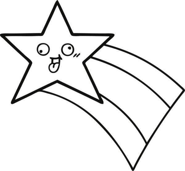 Bir insan tarafından çizilmiş kayan gökkuşağı yıldızının çizgi çizimi