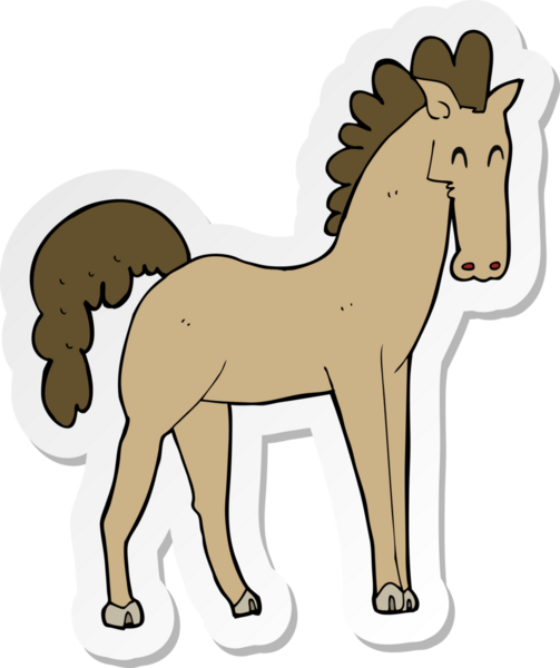 Bir insan tarafından çizilmiş çizgi film atının çıkartması.