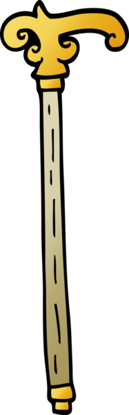 Bir insan tarafından çizilmiş karikatür süslü baston.