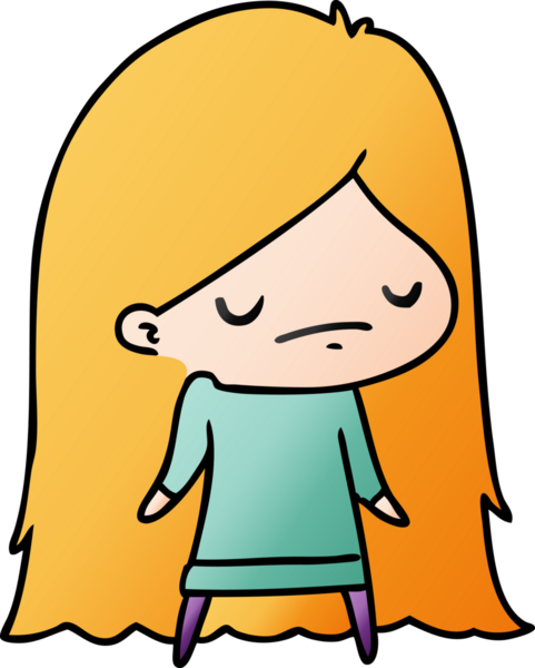 Bir insan tarafından çizilmiş sevimli bir kawai kızının gradyan çizimi.