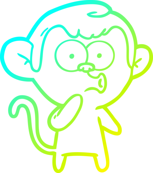 Bir insan tarafından çizilen korna çalan bir maymunun soğuk çizgi çizimi.