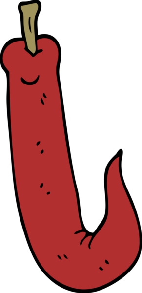 Bir insan tarafından çizilmiş kırmızı acı biber.