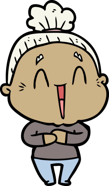 Bir insan tarafından çizilmiş mutlu yaşlı kadın çizgi filmi.