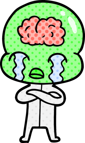 Bir insan tarafından çizilmiş koca beyinli bir uzaylı ağlaması.