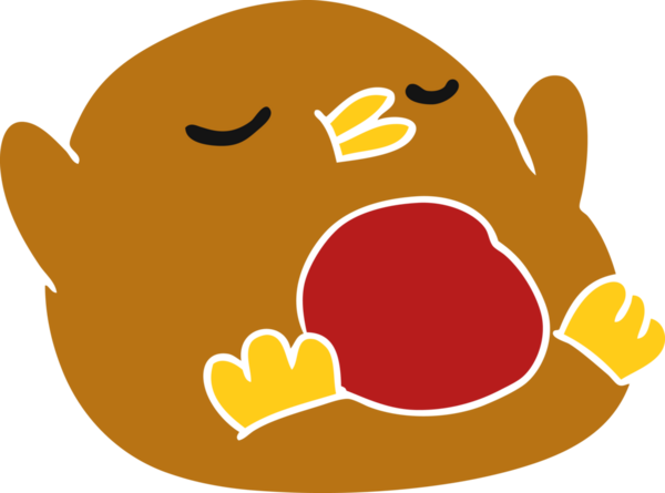 El yazısıyla çizilmiş şirin kawaii kırmızı robin bir insan tarafından çizilmiş.