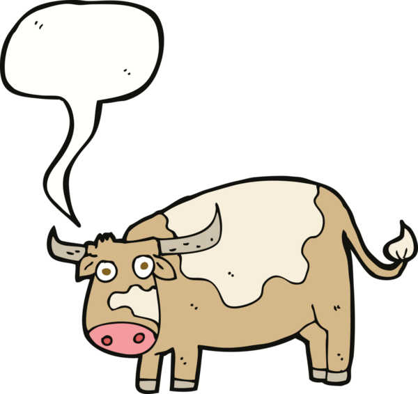 Bir insan tarafından çizilmiş konuşma balonlu bir inek.