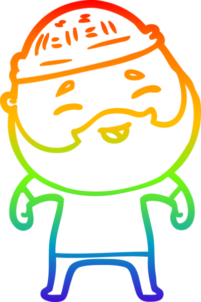 Bir insan tarafından çizilmiş mutlu sakallı bir adamın çizgi çizimi.