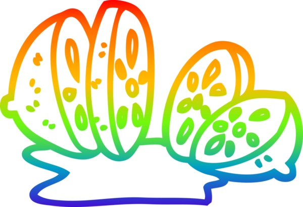 Bir insan tarafından çizilmiş dilimlenmiş limon çizimi.