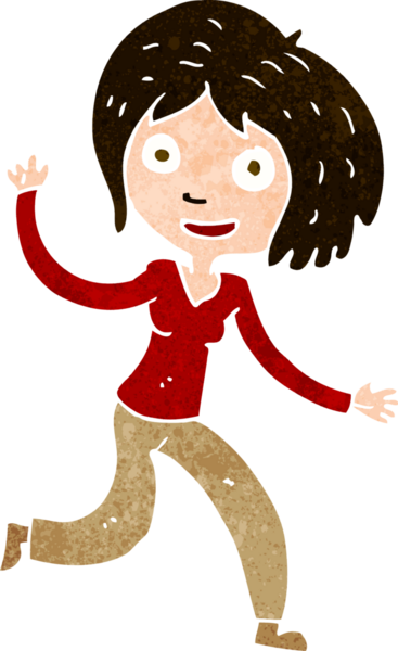 Bir insan tarafından çizilmiş mutlu el sallayan kız.