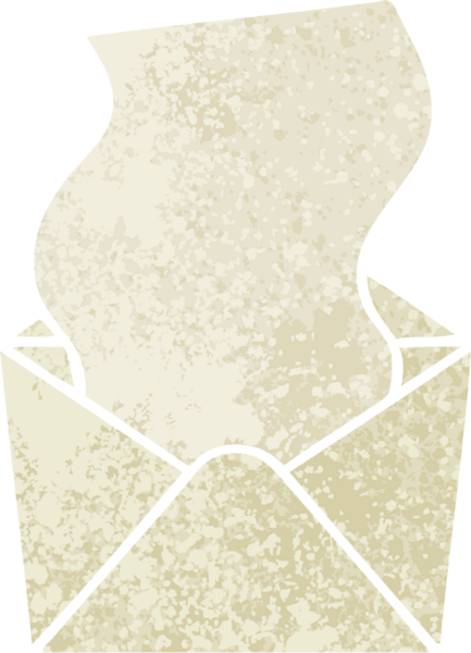 Retro illüstrasyon tarzı tuhaf karikatür harfi ve bir insan tarafından çizilmiş zarf