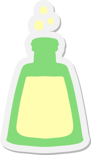 Bir insan tarafından çizilmiş köpüren iksir şişesi etiketi.