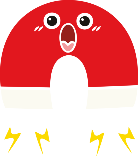 Bir insan tarafından çizilen mıknatısın düz renk retro karikatürü