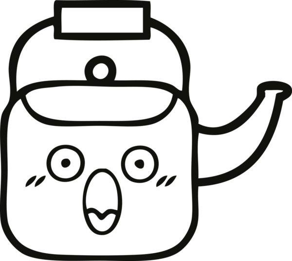 Bir insan tarafından çizilmiş bir çaydanlığın çizgi çizimi
