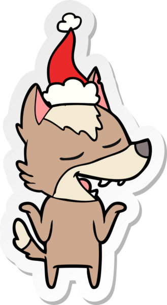 Bir insanın çizdiği Noel Baba şapkasıyla gülen bir kurdun el yazısı.